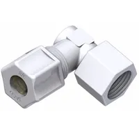 Polypropylene compression tube fitting with Compression x FNPT connection. Connects 3/8 in OD tubing to 1/4 in pipe size. Sold in a 5-pack. NSF 61 Listed for potable water applications