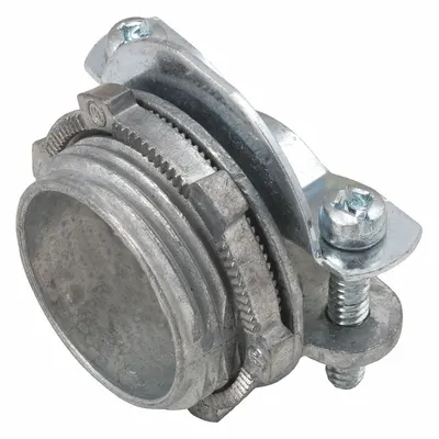 RACO Threaded Metal Connector: Die Cast Zinc, 1/2 in Trade Size, Clamp Style - Threaded Metal Connectors