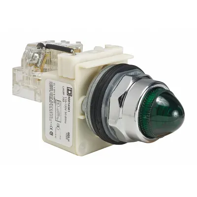 SCHNEIDER Pilot Light: 30 mm Panel Mounting Size, Green, Incandescent - Incandescent Pilot-Lights