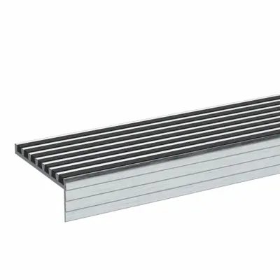 WOOSTER Stair Nosing: Multi-Strip Grit, Aluminum, Fastener-Installed, 36 in Wd - Multistrip Grit Stair Nosings
