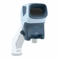 Binocular stereo microscope head with 3X to 8X zoom and 8X maximum magnification. Provides a 37 mm optical field of view and a working distance range of 104 mm to 61 mm. Equipped with a Verso Arm for flexible positioning. Suitable for industrial inspection and assembly tasks.