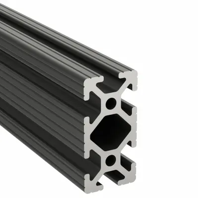 80/20 T-Slot Framing Extrusion: 10 Series, 6 ft Lg, 2 in x 1 in, Black, Double - Rectangular Grooved Inch Profiles