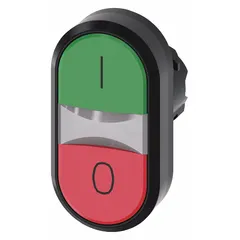 Non-illuminated multihead push-button operator with two momentary buttons in a flush profile. Designed for 22 mm panel mounting with a non-metallic housing. Suitable for start/stop or dual-action control commands in industrial control panels and automation systems.