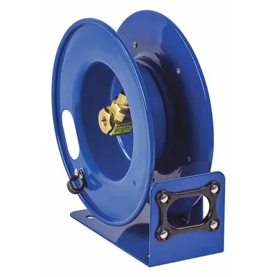COXREELS Spring Return Hose Reel: 25 ft (1/4 in I.D.), 300 psi Max Op Pressure, Brass - Compact Air or Water Spring-Return Hose Reels