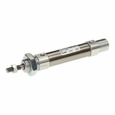 SMC Round Body Cylinder: 25 mm Bore, 80 mm Stroke, Repairable, Stainless Steel - Double End Mount Cylinders