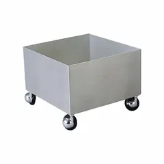 This stainless steel cart in silver finish is designed for use with Bradley eyewash stations. It facilitates easy transportation of pressurized portable eyewash equipment, enabling quick deployment to locations where emergency eye irrigation is needed.