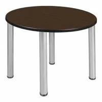 KEE Cafe/Breakroom Table: Laminate, Walnut, 29 in Overall Ht - Max, Circle, Black, Metal, Black (MPN TB36RNDNWBPCM)