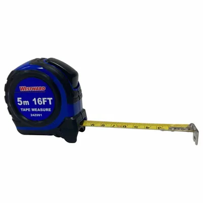 WESTWARD Tape Measure: Nonmagnetic Single Hook Tip, 16 ft / 5 m - Inch & Metric Tape Measures