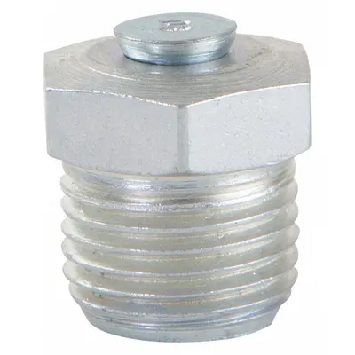 WESTWARD Grease Fitting: 1/8"-27, PTF, Basic Grease Fitting Design, Steel, 1/2 in Overall Ht - Pressure-Relief Breather Vents
