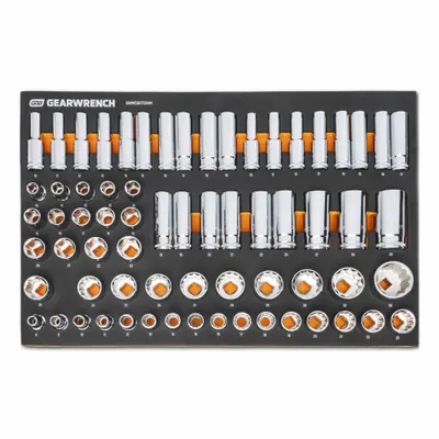 GEARWRENCH Socket Set: 1/2 in Drive, 67 Piece, 12-Point/6-Point, Metric - SAE & Metric Socket Sets