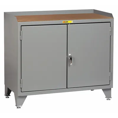 LITTLE GIANT Cabinet Bench with Shelves, 48 in x 24 in, Gray, 2000 lb Capacity - Cabinet Benches with Shelves
