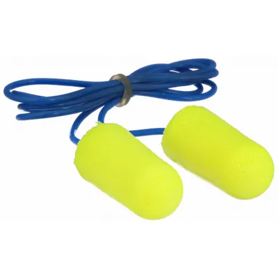 3M Ear Plugs: Bullet, 32 dB NRR, Metal-Detectable, Corded, Disposable, Roll-Down - Bullet-Shaped Earplugs