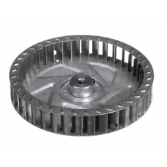 Blower wheel for HVAC systems, used to move air across heat exchangers or evaporator coils. Suitable for replacement in commercial and industrial heating, ventilation, and air conditioning units.