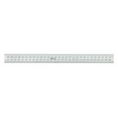 MITUTOYO Steel Rule: 182-131, 300 mm, 0.05 in Thick, 0.5 mm, Chrome, Black, Rigid - Stainless Steel Rulers