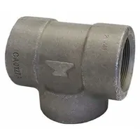 This ANVIL pipe tee is a Class 3000 extreme-pressure fitting made of zinc-galvanized steel. It has a 1/4 in x 1/4 in x 1/4 in run x run x branch configuration and does not include pre-applied thread sealant. Used in high-pressure fluid transfer, hydraulic, and steam systems