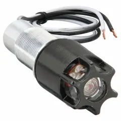 Single-piece LED pilot light from the Contender Series with a red lens and 3/4 in panel mounting size. Designed for flush or protruding panel installation in industrial control panels, machinery, and electrical enclosures to provide visual status indication.