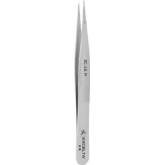 Stainless steel general purpose tweezers with a point tip and straight design. Smooth finish. Suitable for precision handling of small components in electronics assembly, laboratory work, and industrial manufacturing.