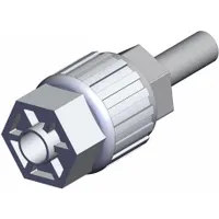 This PFA compression tube fitting from SMC's LQ3 series is designed for 3/8 in OD tubing. It is used in high-purity fluid handling systems requiring leak-free connections. Complies with RoHS6 and RoHS10 standards