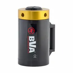 Lightweight lock nut ram with 50 ton nominal capacity, 2 in stroke length, and 11.04 sq in effective area. The lock nut design allows mechanical load-holding without continuous hydraulic pressure, suitable for lifting, pressing, and holding heavy loads in industrial maintenance and construction.