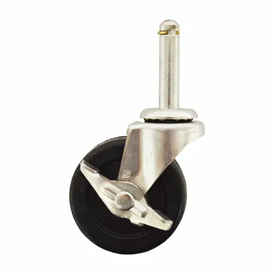 ALCO Stem Caster: Swivel, Side Brake, Stem, Silver, Basic American - Casters for Healthcare Beds