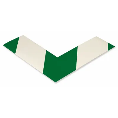 MIGHTY-LINE Floor Marking Tape: L, Striped, Green/White, No Legend, 2 in x 6 in, 50 mil Tape Thick - L-Shaped Floor Marking Tape