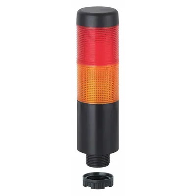 WERMA Tower Light Assembly: 2 Tier, Red/Yellow, No Sounder Tier, 141 mm Overall Ht - Two-Tier Tower Light Assemblies