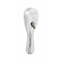 MILWAUKEE Hand Ratchet: Pear, Reversible, 3 in Overall Lg, Chrome, 4° Min Arc Swing, Non-Magnetic (MPN 48-22-9003)