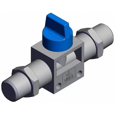 SMC Finger valve: VHK Series, Knob Actuator, 3 Ports, 1/4 in, Side-Ported Body - VHK Series Manual Air Control Valves