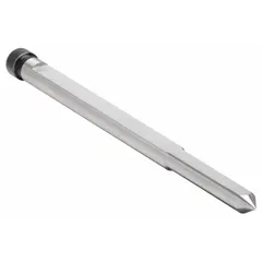 Standard pilot pin for use with magnetic drills to guide high-speed steel cutters during hole cutting. Features a 1/2 in shank diameter and is constructed from high-speed steel. Suitable for metalworking applications requiring accurate alignment.