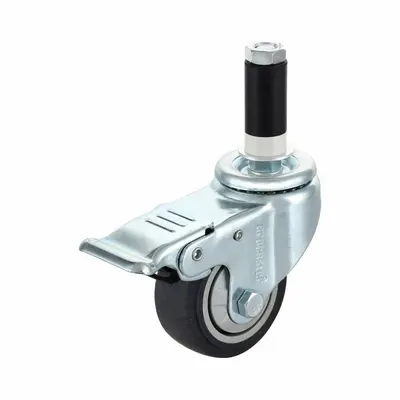 FLEXPIPE Caster: Caster, Silver/Black, 150 lb Load Capacity - Max, Rubber, Swivel - Casters & Feet for Clamp-On Pipe Systems