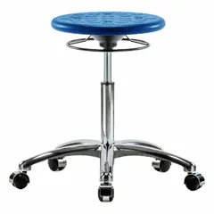 APPROVED VENDOR Polyurethane Lab Stool, 13 in Seat Width, 13 in Seat Depth, Height Range 19 1/4 in to 27 in, 5 Casters, Aluminum Base