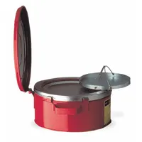 JUSTRITE Bench Can: 1/2 gal Capacity, Powder Coated Steel, Red (MPN 10295)