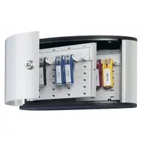 Key Box: 12 Key Capacity, Single Key Lock, Aluminum, Gray, 6 1/4 in Ht, 11 7/8 in Wd, 4 5/8 in Dp (MPN 196023)