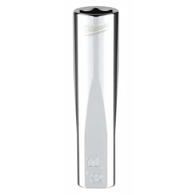 MILWAUKEE Deep Well Socket: SAE, 1/4 in Drive Size, 11/32 in Socket Size, 6-Point - Anti-Roll Hand Sockets