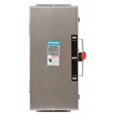 This non-fusible safety switch is rated 60 A, three phase, 600V AC, and housed in a 304 stainless steel enclosure for corrosion resistance. Suitable for indoor or outdoor installation, it provides a means to safely disconnect electrical power for maintenance or emergency shutdown in industrial and commercial environments.