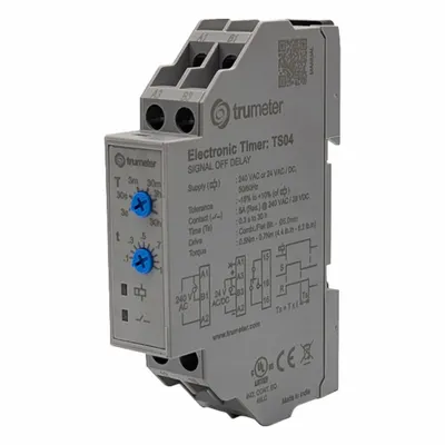 TRUMETER Time Delay Relay: 240V AC/24V AC/DC - DIN Rail-Mounted Relays