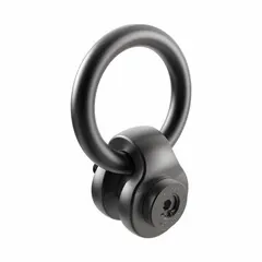 This side-pull pivot and rotate hoist ring is designed for pulling operations in material handling and rigging. Constructed from black oxide-coated steel with a 3/8"-16 thread size, it has a maximum load capacity of 800 lb. Suitable for lifting and pulling applications where angular loads are encountered.