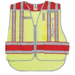 Fire Safety Vest, Green/Red, Polyester, Zipper, Size 2XL-4XL, MPN 4003BV-2X-4X