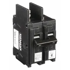 The SIEMENS BQ2B060 is a 2-pole bolt-on miniature circuit breaker from the BQ Series, rated 60 A at 120/240V AC with a 10kA interrupting capacity. It provides overcurrent protection for branch circuits in panelboards, suitable for commercial and industrial power distribution applications.