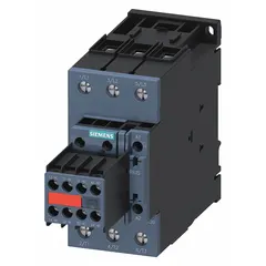 This 3-pole safety contactor from the Siemens SIRIUS 3RT series is rated for 80 A and operates on 24V DC. It includes integrated surge suppression. Typical applications include emergency-stop circuits, safety gates, and conveyor systems where reliable power disconnection is required.