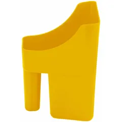 Polyethylene measuring scoop with 3 qt fluid capacity, yellow color. Used for handling and transferring non-abrasive liquids in industrial settings such as machining, material handling, and chemical processing.