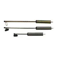 Steel pogo stick with yellow zinc finish and gray color, 24-inch overall length. Includes snubber chain to prevent over-travel. Used for supporting and aligning spring brakes during air brake system maintenance.