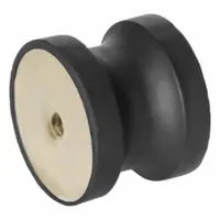 This vibration-isolating mount features a natural rubber hourglass body with female x female connections. It is used to reduce transmitted vibration and dampen noise from rotating or reciprocating industrial equipment such as pumps, compressors, and HVAC systems