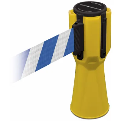 TENSABARRIER Barrier Tape: Blank, 3/4 ft Overall Ht, 9 in Belt Ht, Plastic, 11 7/8 ft Max Belt Lg - Barrier Tape Belts for Traffic Cones