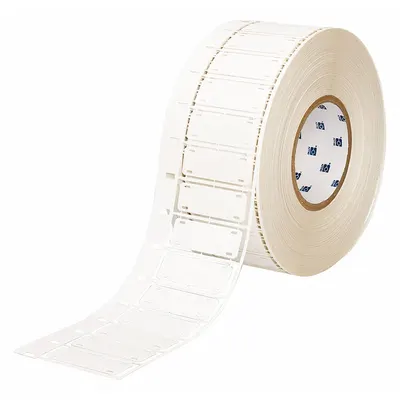 BRADY Tag Label: 13/32 in x 2 3/16 in, Aramid Fiber, White, For 6 AWG to 0 AWG Wire Gauge - Brady Precut Rectangular Tag Rolls with Corner Holes