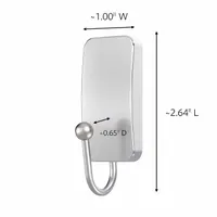 Indoor decorative and utility hook with adhesive backing for damage-free removal. Gray finish, 3 in height, 1 in width, 1 point per hook, 1 lb weight capacity. Suitable for hanging lightweight items such as towels or robes in bathrooms, kitchens, or entryways
