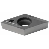 Diamond indexable turning insert for precision finishing of non-ferrous materials such as aluminum alloys and plastics. Suitable for applications requiring tight tolerances and superior surface finish. Referenced as DCGT070201R-FX