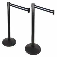 Barrier Post with Belt: 40 1/2 in Post Ht, 10 ft Belt Lg, Black/White, 2 No. of Posts, Pattern (MPN 101SB-BW-2PK)