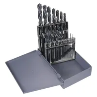 CLE-LINE Reduced Shank Drill Bit Set: 15 Pc, 1/16" to 1/2" by 32nds, 118° Point, Black Oxide HSS (MPN C21156)