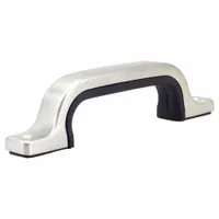 This fixed, non-recessed pull handle is made of stainless steel with a satin silver finish. It features unthreaded mounting holes and a grip thickness of 0.571 in, secured with 4.1 mm x 25 mm screws. Suitable for use on cabinets, enclosures, and machinery requiring a corrosion-resistant handle